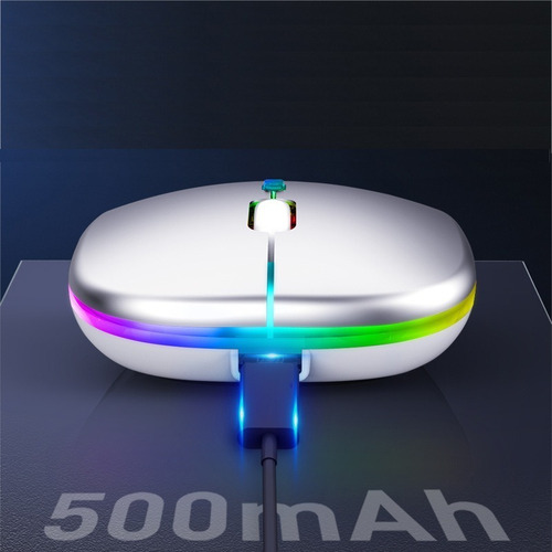 Imagem 2 de 5 de Mouse Branco Led Rgb Bluetooth Luminoso Sem Fio 2.4g