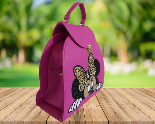 Imagen 3 de 8 de Bonita Bolsa-mochila De Dama, Personaje De Disney, En Fiusha