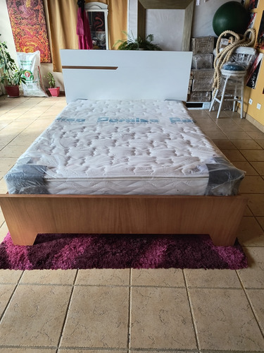 Cama Doble 140 Con Nocheros Y Colchón 