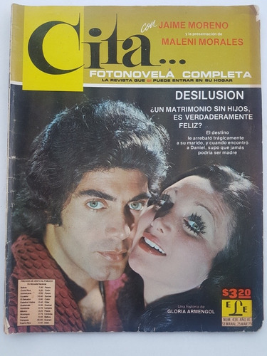 Fotonovela Cita #438 Año 1975 Jaime Moreno Maleni Morales