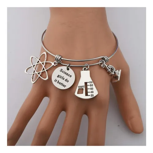 Pulsera Tematica Con Dijes Laboratorio, Ciencias, Moleculas