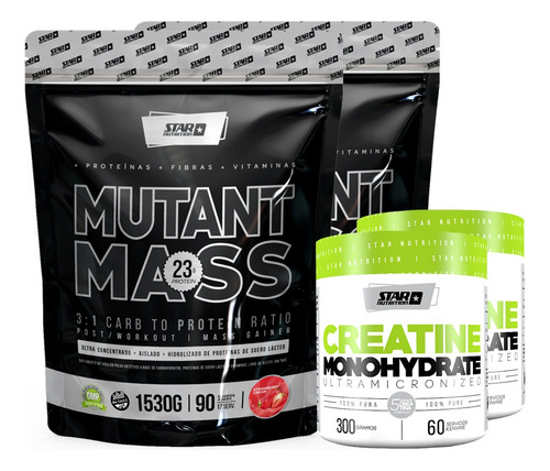 Mutant Mass Star Nutrition 1,5kg X2 U + Creatina 300 Gr X2 U