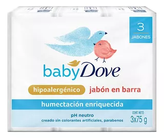 Jabón Barra Baby Dove 3 Pack Hidratante X75g