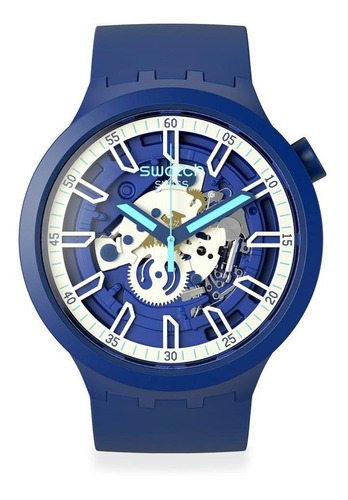 Reloj Swatch Big Bold Iswatch Blue Sb01n102 Original Color de la correa Azul Color del bisel Azul Color del fondo Azul