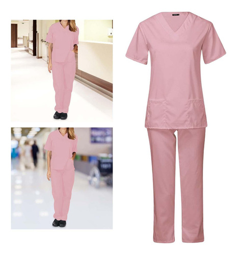 Enfermería Scrubs Uniform Multi Pockets Trajes Elásticos