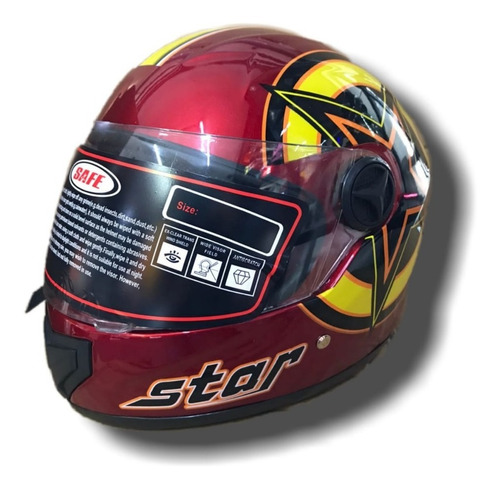 Casco Cerrado Adulto Rojo Star Integral Moto Motoneta