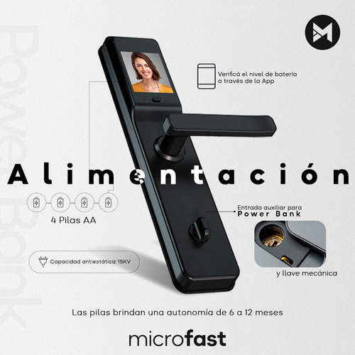 Imagen 6 de 10 de Cerradura Inteligente Biométrica Smart Bluetooth Huella