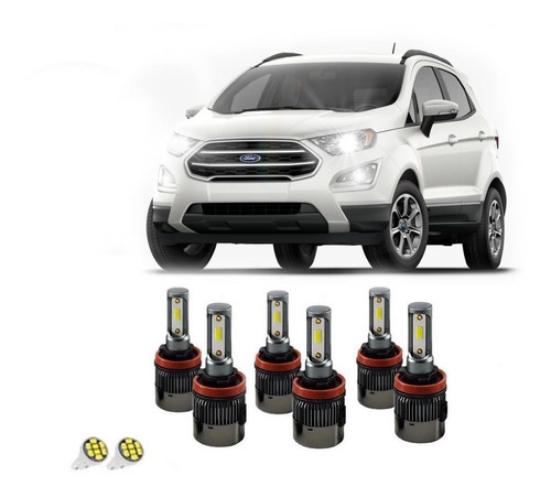 Kit Super Led Alto Baixo Milha Ford New Ecosport C/canceller