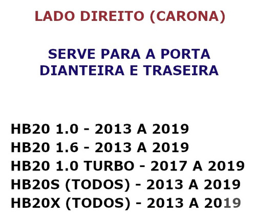 Puxador Maçaneta Interna Lado Direito Hb20 2013 A 2019