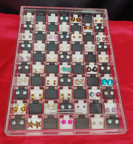 2 Caja Acrílico Organizadora De Aretes 70 Pz + Almohadillas