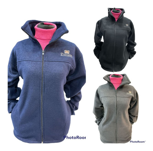 Campera Polar Mujer C/ Bolsillo Y Cierre Antipiiling Bordada