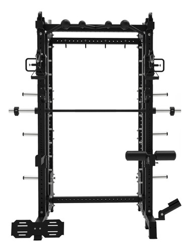 Maquina Multifuerza Smith Rack Sentadillas Jaula De Potencia Estructura Negro Tapizado Negro