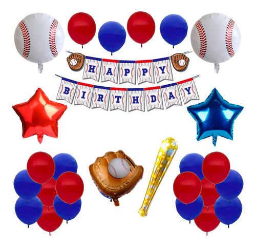 Globos Decorativos Para Fiesta De Cumpleaños Tema De Beisbol