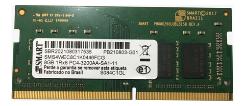 Memoria Smart Ddr4 8gb Notebook Pc4-3200aa 1rx8