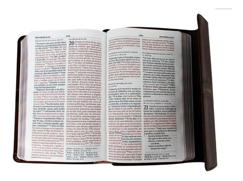 Imagen 3 de 4 de Biblia Rvr1960 Compacta Letra Grande Marron Piel Broche