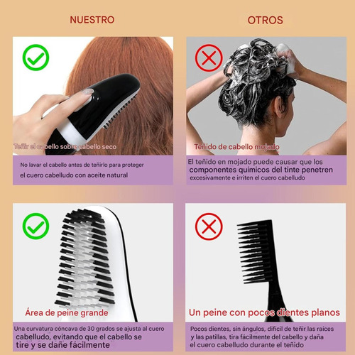 Tinte Para El Cabello Negro Con Aplicador De Peine