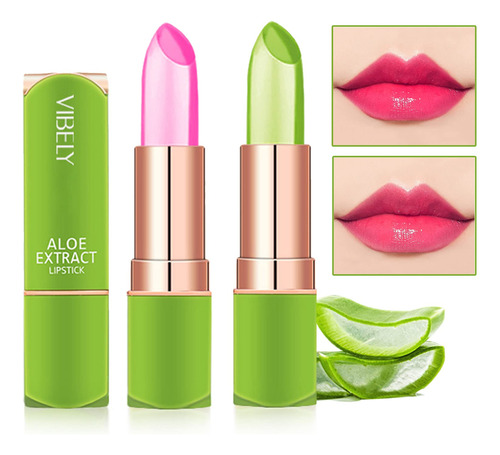 Juego De 2 Lapices Labiales De Aloe Vera Que Cambian De Colo