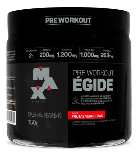 Pre Treino 150g Egide Max Titanium Frutas Vermelhas Energia E Foco
