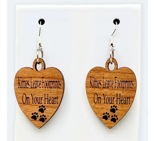 Aros Zarcillos Huellas De Mascota Gatos Perro De Madera