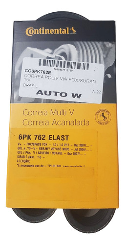 Correa Poli V Contitech Volkswagen Trend Voyage 6pk 762