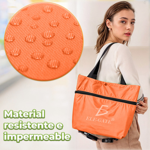 Carrito Plegable Compras Bolsa Ruedas 25L Multifuncional Color Naranja Ele-Gate