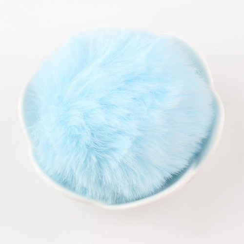 Bolinha Pelúcia Pompom 8cm Azul Bebê Em Poliéster