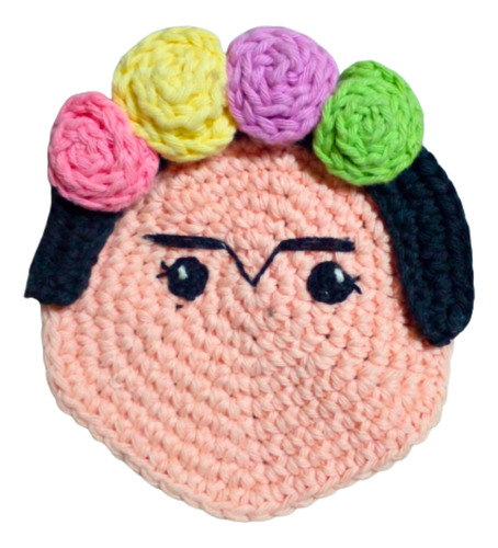 Posavaso Tejido Frida Kalho Crochet 11cm 