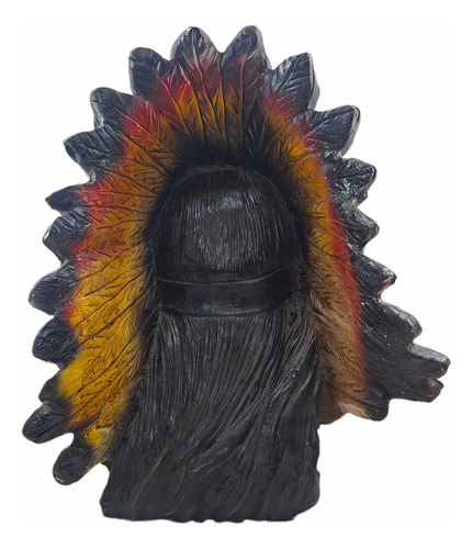 Figura Apache Craneo Emplumado, Penacho Decorativo Resina