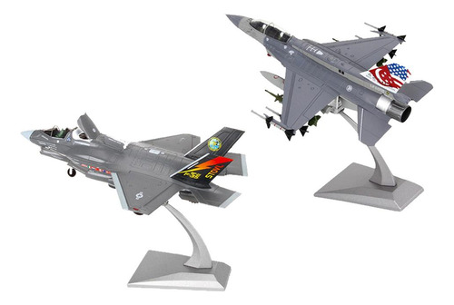 2x 1/72 F-35b + F16d Fighter Diecast Model & Stand