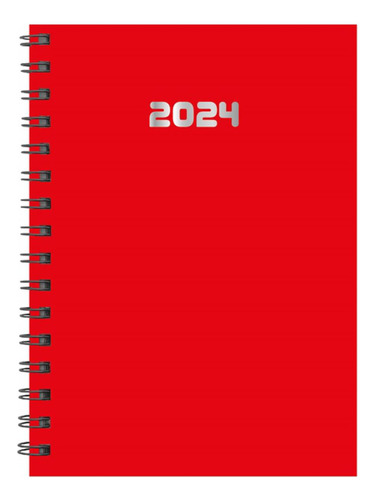 Agenda 2024 Diaria N° 7 C/espiral Gofrada Azul Color de la portada Rojo