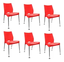 Comprar Silla Apilable Malba Jardin Hogar Cromada Casco Inyectado X6 Color Rojo
