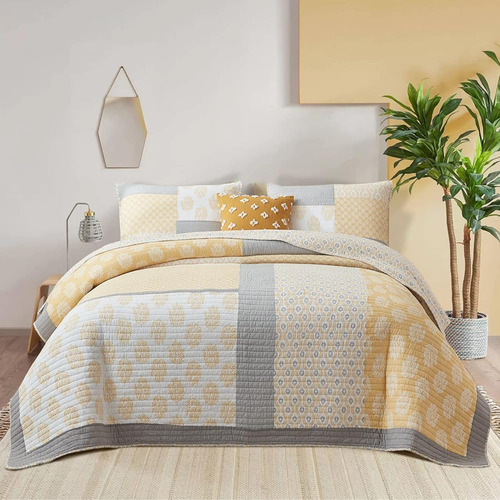 Pangushan Quilt Set King Size, 100% Algodón Colcha Edredón B