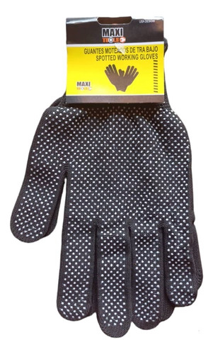 Guantes De Tela Con Puntos Pcv Negro (paquete X 6 Pares)