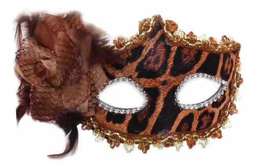 Antifaz Carnaval Veneciano Leopardo Con Flor