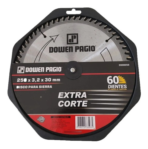 Disco Sierra Circular 250x3,2x30mm 60 Dientes Dowen Pagio 