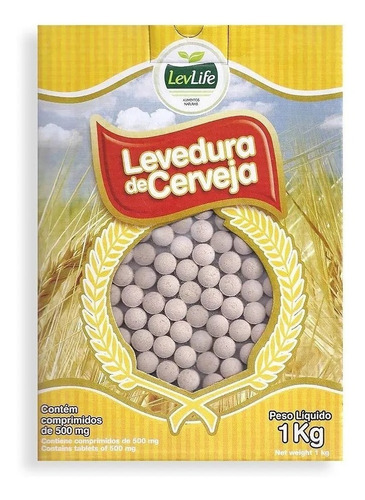 Levedo De Cerveja Trata A Pele Da Acne  2000 Comprimidos 1kg Sabor Sem Sabor