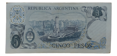 Billete 5 Pesos Ley Argentina 1971 Bott 2321 Mal Cortado