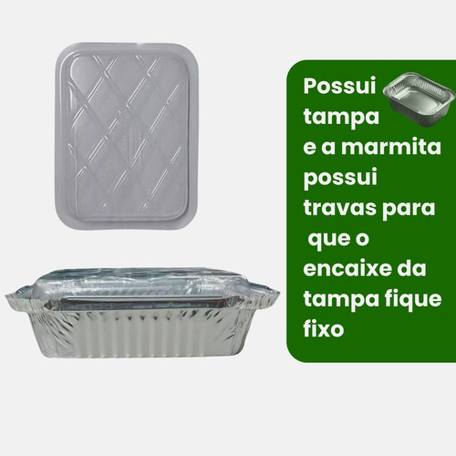 Marmitex de aluminio con tapa, 750 ml, rectangular, 200 unidades