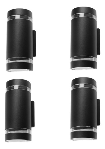 Luminaria Ade-006 Pared Doble Aro Exterior Gu10 4 Piezas Negro