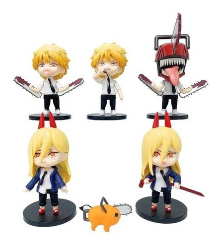 Set 6 Figuras Chainsaw Man Gashapones Pochita Denji Completo