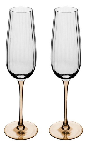 2 Taças De Champanhe Wolff Classic De Vidro Âmbar 230ml