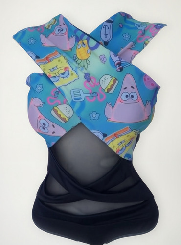 Traje De Baño Transparencia Completo Bob Esponja Dama Mujer