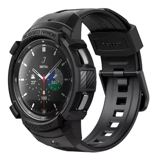Pulsera Spigen Rugged Pro Case + para Galaxy Watch4 de 46 mm, color negro, 46 mm de ancho