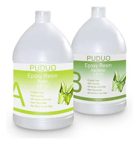 Puduo Kit 2gal Resina Epoxy Transparent Secado Rapido Usa