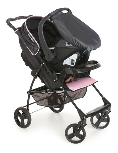 Carrinho de bebê de paseio Galzerano Carrinho de Bebê Romano travel system rosa com chassi de cor preto