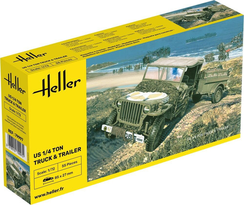 Us 1/4 Ton Truck & Trailer 1/72 Kit De Montar Heller 79997