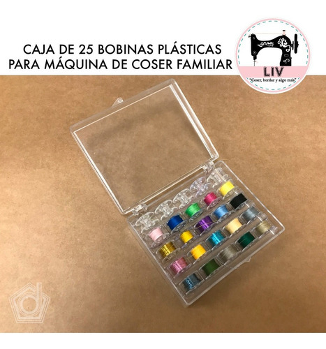 Caja Con 25 Bobinas De Plástico P/ Máquina De Coser Familiar