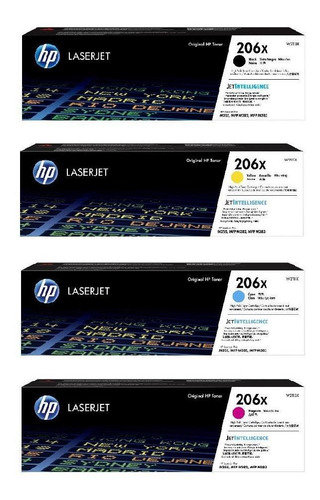 Imagen 2 de 6 de Kit Cartuchos De Toner Hp 206x Amarillo Cian Magenta Y Negro