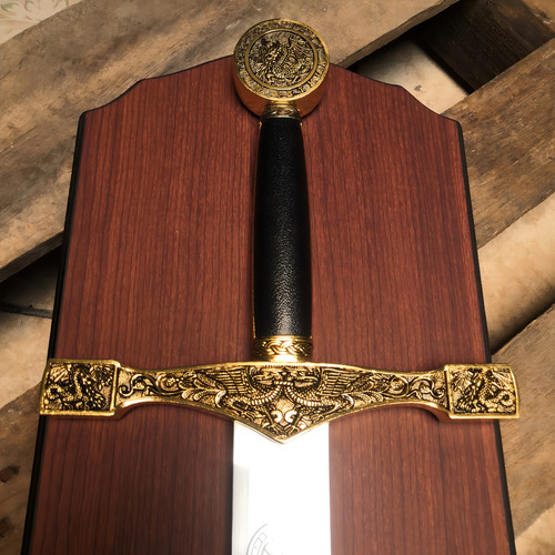 Espada de luxo Excalibur de 114 cm com tela medieval 900gd