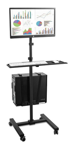 Pedestal Para Monitor 17-32 Con Soporte Para Cpu Y Teclado